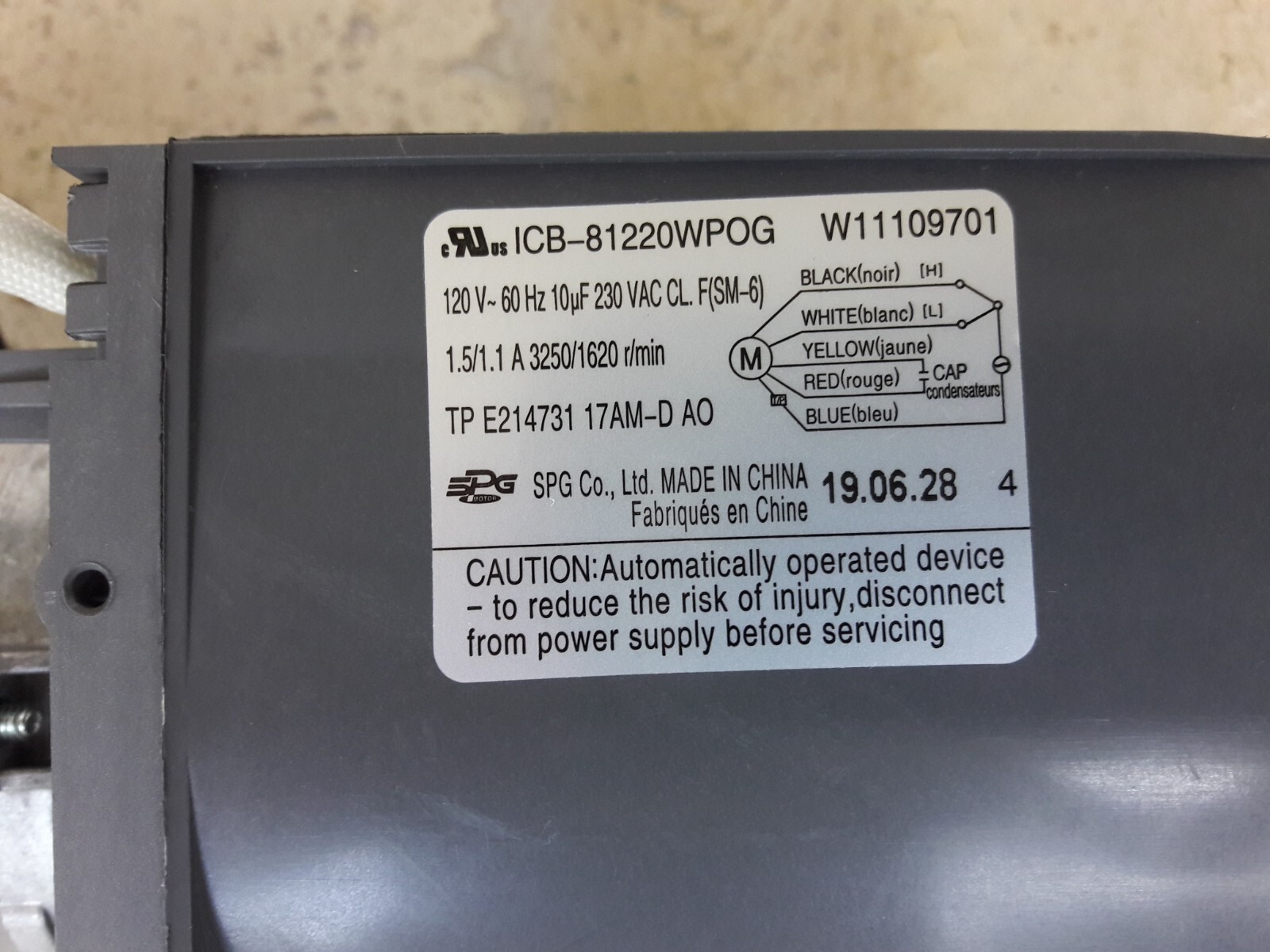 W11442100 KITCHENAID WHIRLPOOL MICROWAVE VENT FAN MOTOR W11109701 eBay