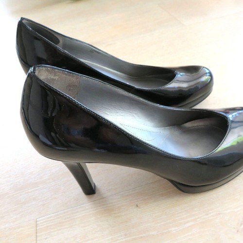 Tahari Lonnie Patent Leather Pumps Womens Size 9.5M Round Toe High Heels Black - Picture 5 of 13