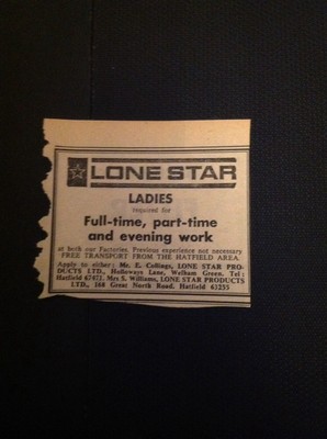 L2-9 Ephemera 1973 Advert Line Star Ladies Full Time Hatfield Toys Ltd