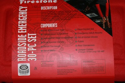 Firestone Emergency Roadside Kit 30-pc Car Kit Auto Safety Kit