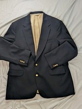 Classic Navy Sport Coat All Wool Made In USA Metal Buttons 48L