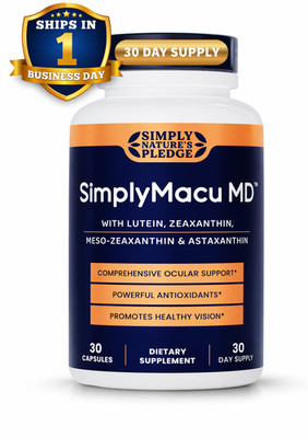 SimplyMacu TM Advanced Vision Support w/ Lutein Zeaxanthin Astaxanthin 30-day