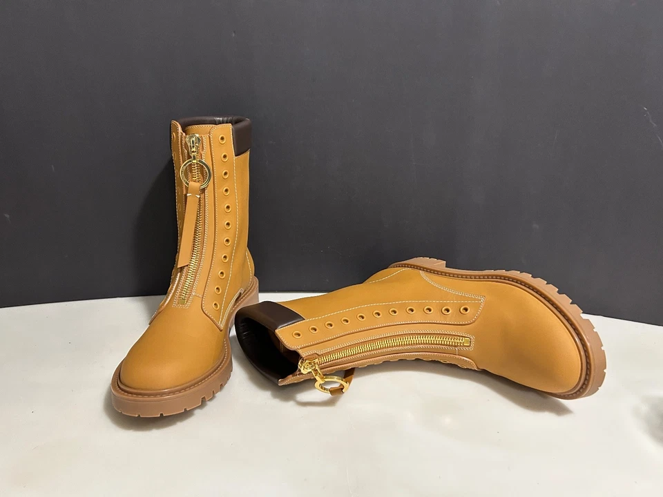 NUEVO EN LA CAJA CHRISTIAN DIOR 40 EU, 10 EE. UU. Botas Negritas Piel de becerro Mate Marrón Ocre Foto 4 de 4