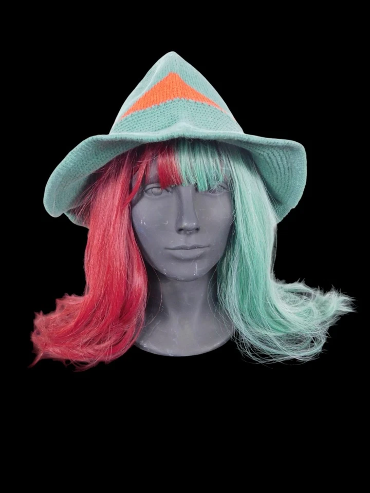 Sombrero de bruja tejido verde punto suave Cottagecore seto bruja NUEVO Foto 3 de 4