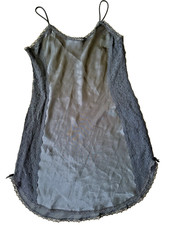Vintage 50s 60s Barbizon Slip Dress Nightgown Black Satin Lace Sheer Lingerie