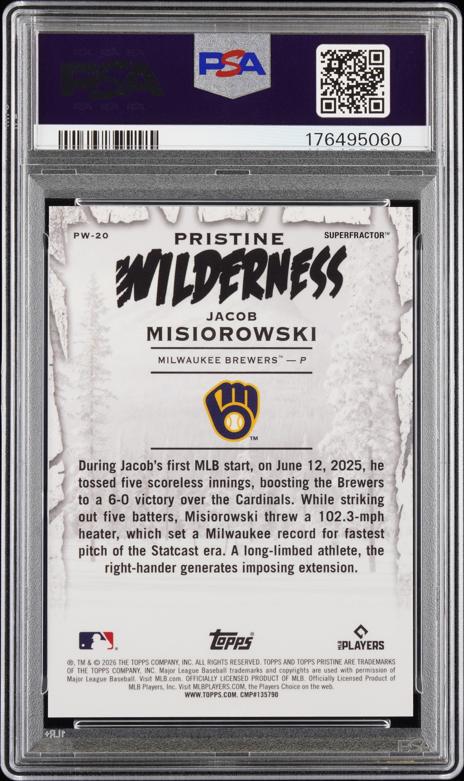 2026 TOPPS PRISTINE WILDERNESS SUPERFRACTOR 1/1 JACOB MISIOROWSKI 1/1 RC PSA 10 view 2