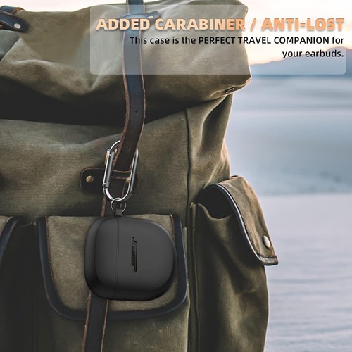 Custodia in silicone per auricolari Bose Quietcomfort II e Ultra, antiurto, nero - Foto 6 di 7