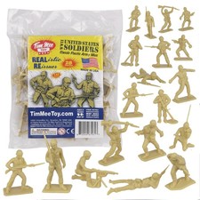 Tim Mee Toy Plastic Army Men - 28pc Tan WW2 Up to 2.5 inches tall,