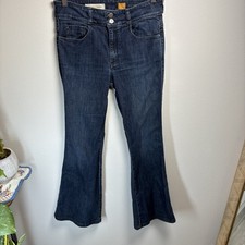 Pilcro and the Letterpress Women  s 29  Dark Wash Denim Superscript Flare Jeans