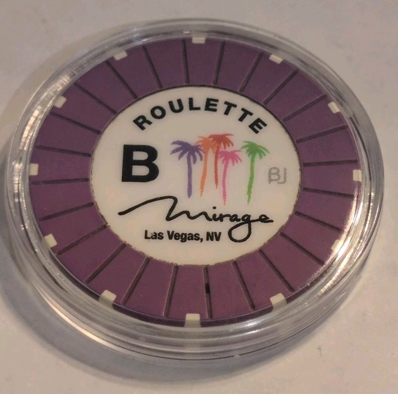 MIRAGE CASINO LAS VEGAS TABLE B ROULETTE CHIP with Plastic Case