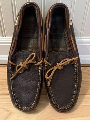 LL Bean Mens 12 Brown Leather Moccasin Flannel Lined Slippers Loafer Shoe 212164 LL Bean Mens 12 Brown Leather Moccasin Flannel Lined  main image 3