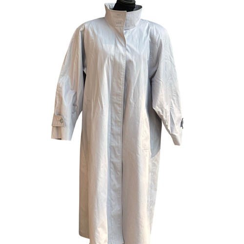 London Fog Womens 14P Light Grey Classic Trenchcoat Hidden Buttons Lined Long