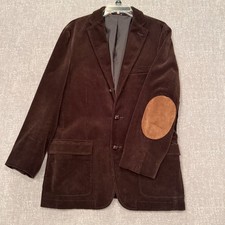 J Crew Mens Brown Corduroy Blazer Jacket Elbow Patches Medium Cotton Sport Coat