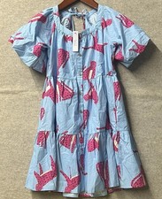 Taluluah Puff Sleeves Dress Womens SZ B Blue Cheetah lined button front