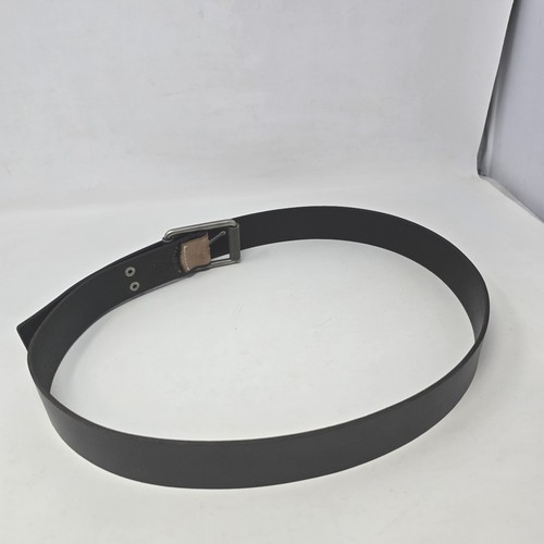 Calvin Klein Jeans Black Genuine Leather Belt Size 40 75089 Silver Buckle - Picture 8 of 11