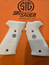 Sig Sauer Arms P220 220 FAUX Ivory embossed Grips w/ Sig medallions