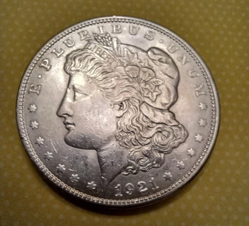 1921 Morgan Silver One Dollar. 90% Silver Content. VG Condition