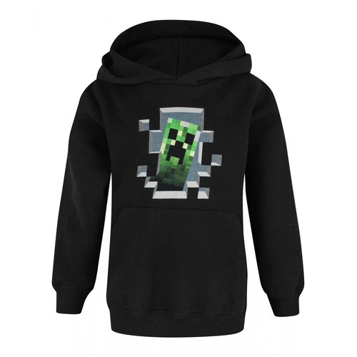 Sweat à capuche avec motifs et inscription garçon - Minecraft noir