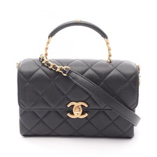 CHANEL Matelasse Top Handle Chain Shoulder Ba...