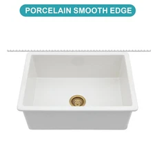 30-Inch White Ceramic Undermount Kitchen Sink - Single Bowl Basin