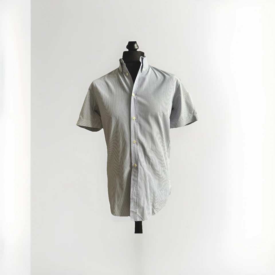 Alexander McQueen Classic Men’s Short Sleeve Shirt - Fine Blue Stripes Size 50 - Image 2 of 4