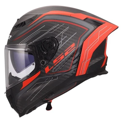 LS2 FF807 Dragon casco Subic mate rojo carbono negro - Imagen 1 de 4