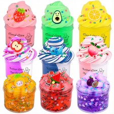 9 Pack Scented Slime Kit - 3 Butter, 3 Jelly Cube, 3 Cloud Slime - Fruit Theme T