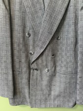 City Streets Men  s Double-Breasted Suit Window-Pane Sz 42 Pants Sz 32-32 Unworn
