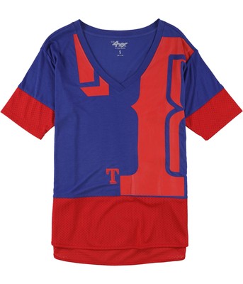 G-III Sports Womens Texas Rangers Graphic T-Shirt, Blue, Small