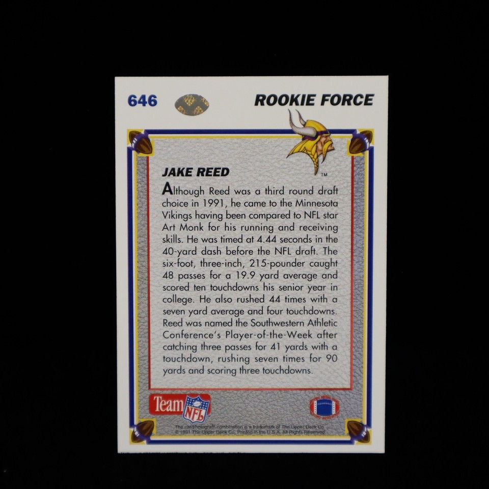 1991 Jake Reed RC Minnesota Vikings Upper Deck High Numbers #646 | eBay