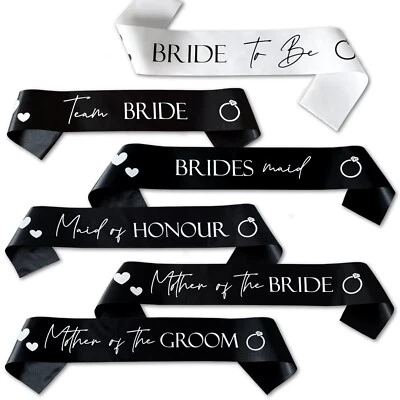 BLUE PLANET FANCY DRESS *BLACK AND WHITE* TEAM BRIDE HEN NIGHT PARTY DO SASH SASHES RIBBON GIRLS NIGHT