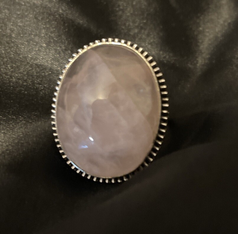 Vintage Statement RING  - Rose Quartz - Adjustabl… - image 2
