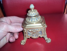 encrier empire bronze pieds patte de lion M.R objet déco collection XVIII  - XIX