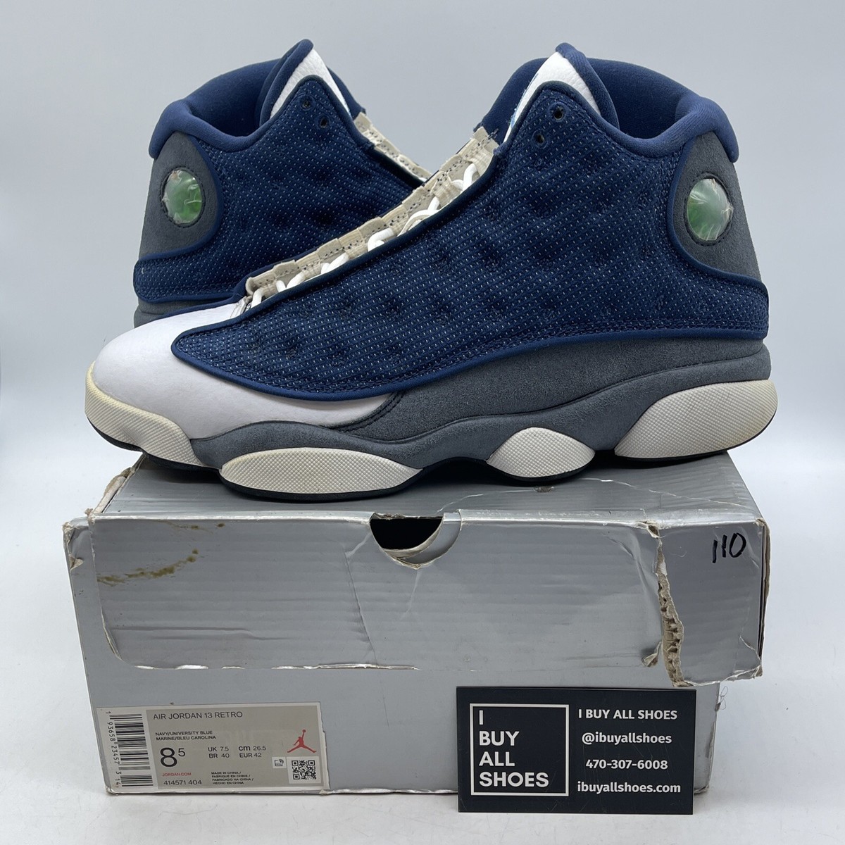 Size 8.5 - Jordan 13 Retro Mid Flint Blue Grey White Suede Leather 