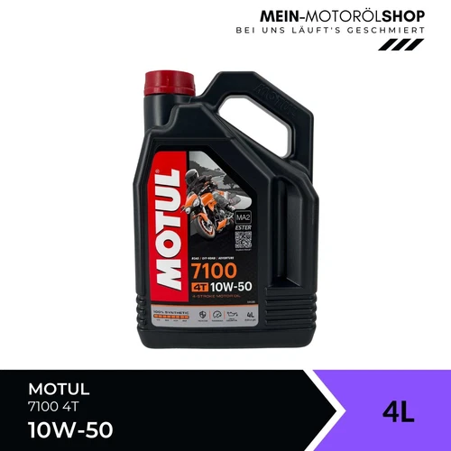 Motul 7100 10W-50 4T Motorrad Öl JASO MA2 API SP Motorradöl 4 Liter