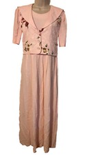 J.B.S. Ltd Pink Floral Maxi Dress Built In Tie Back Vest Grandmacore VTG 90’s