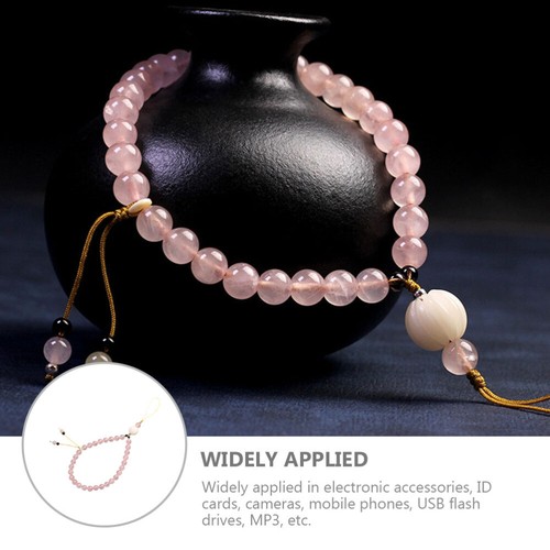 Chaîne de téléphone portable en cristal rose pour femme bracelet en perles naturelles - Photo 3/12