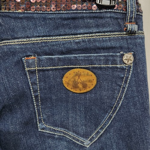 Y2K BCBGirls Jeans Women 29 Mick Dark Wash Sequin Waist Bootcut Denim Jeans - Picture 11 of 11