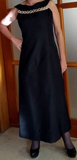 VTG 60S COLLECTIBLE RHINESTONE BLACK SHIFT DRESS PARTY COCKTAIL MAXI DRESS GOWN