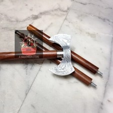 Viking Axe Handle 3 Fold Brown Wooden Walking Stick Cane Halloween Party Costume