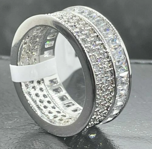 Cubic Zirconia Rhodium Plated Silver Coloured Costume Rings