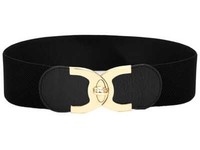 Eleganter Breiter Elastischer GüRtel Mit Metallschnalle In Schwarz - Stilvoll