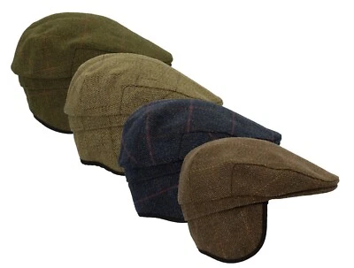 Walker and Hawkes - Unisex Tweed Trapper Flat Cap with Foldable Ear Flaps