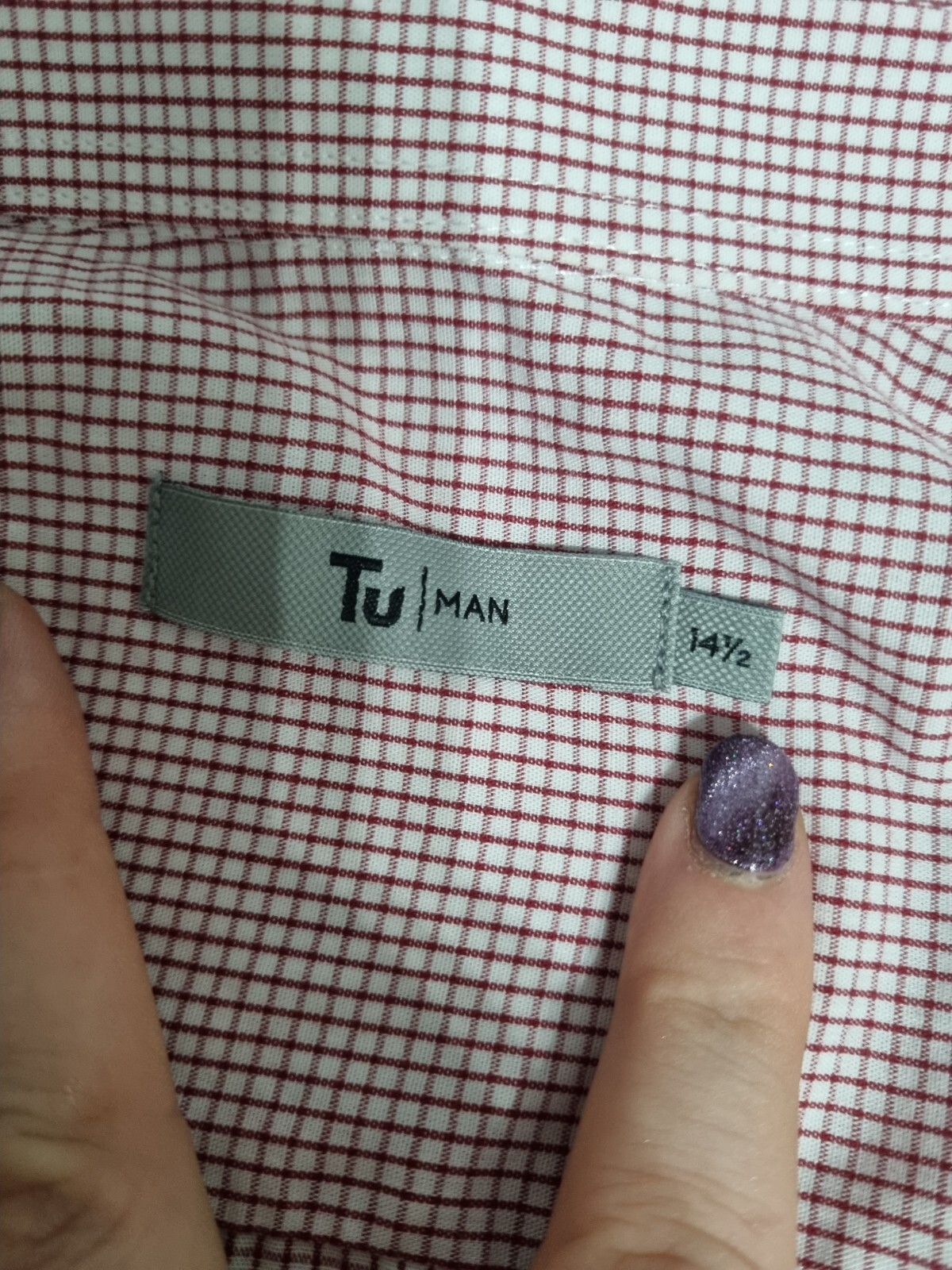 Sainsbury's TU Man 14.5 Red & White Checked Shirt for Men image 4