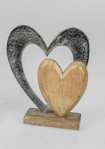 538581 Herz Auf Fuß 26X20Cm Eine Kombination Aus Silbernem, Mattem Aluminium-image