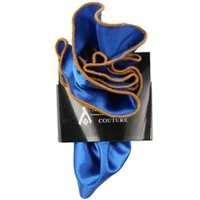 Antonio Ricci Pocket Round Hanky Royal With Bronze Trim Formals Proms Weddings
