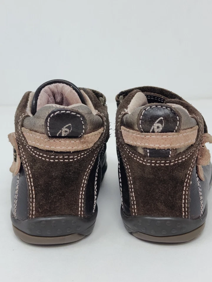 PRIMIGI Niñas Pequeñas EE. UU. 3 UE 18 Botas de Cuero Marrón y Rosa Flores Foto 4 de 4