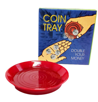 RED MAGIC MULTIPLYING COIN TRAY Saucer Trick Money Beginner Close Up Magician 