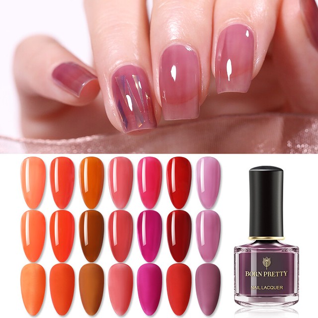 BORN PRETTY Jelly Nail Polish Semitransparent Red Pinnk Nail Art Varnish Decor eBay