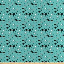 Katze Satin Stoff als Meterware Mäuse-Tatze druckt Spaß-Karikatur